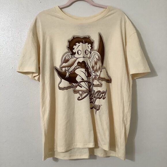 Y2K Cream Betty Boop Angel McBling 2000s Angelcore Retro Graphic Tee XXL - Picture 1 of 8